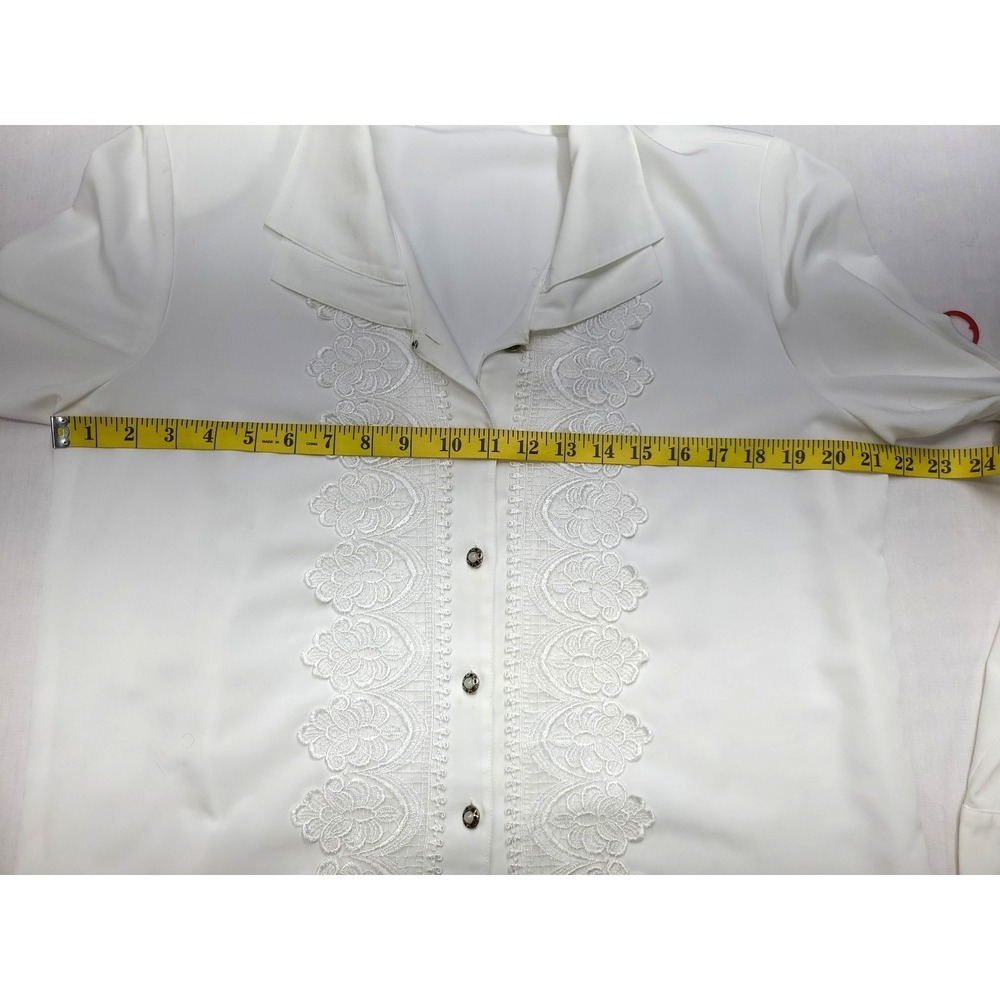 Cathy Che Womens Blouse w Lace Accent Sz 12 Bisiness‎ Office Capsule - Picture 5 of 7